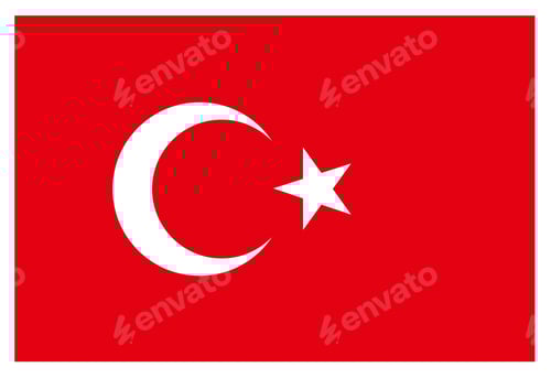Preview: National Flag of Turkey Symbol with Crescent and Star