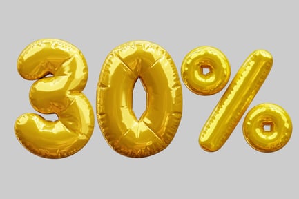 Preview: Thirty Percent Discount With Golden Balloons