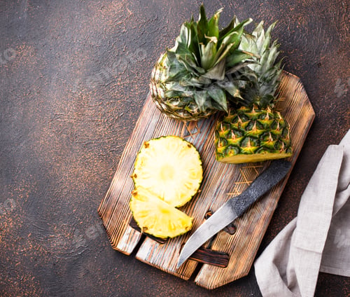 Preview: Sliced pineapple on cutting board