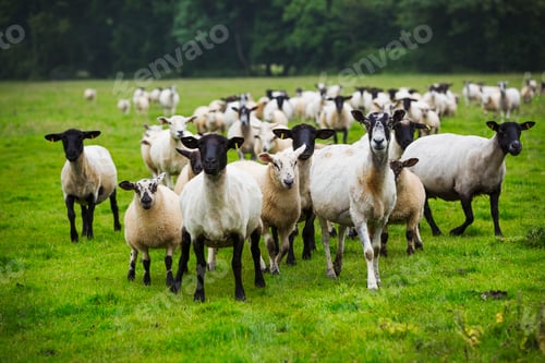 Preview: A flock of sheep in a field.