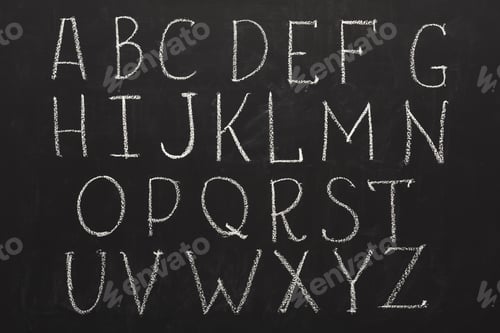 Preview: English abc written by chalk on blackboard