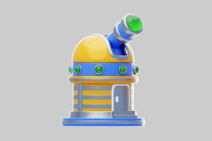 Preview: Cartoon observatory with telescope dome