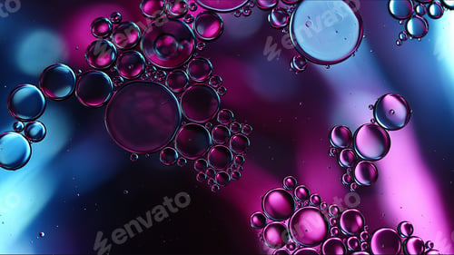 Preview: Abstract Colorful Food Oil Drops Bubbles and spheres Flowing on Water Surface