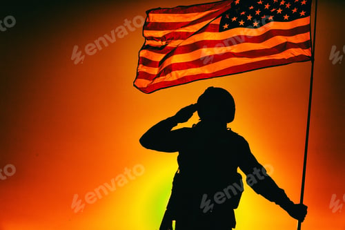 Preview: US soldier saluting and honoring fallen heroes