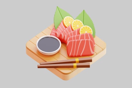 Preview: Stylized 3D Salmon Sashimi Platter