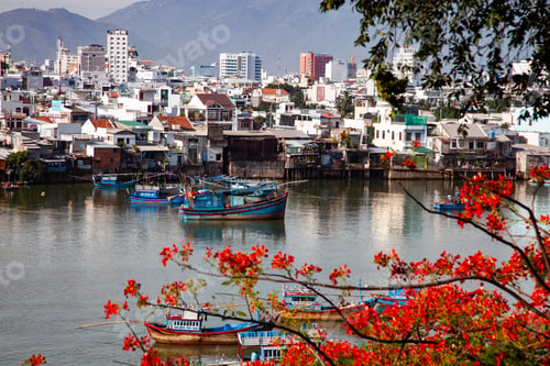 Preview: view over Nha Trang and river Kai from Po Nagar cham towers, Vietnam