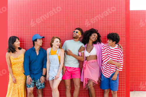Preview: Group of young best friends bonding outdoors