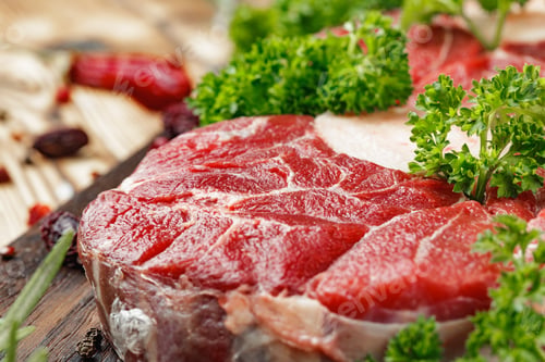 Preview: Raw meat slice for grill with seasoning