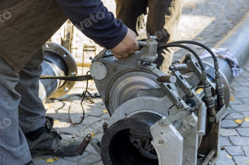 Preview: HDPE pipe welding for connecting the water pipe in the reconstruction road