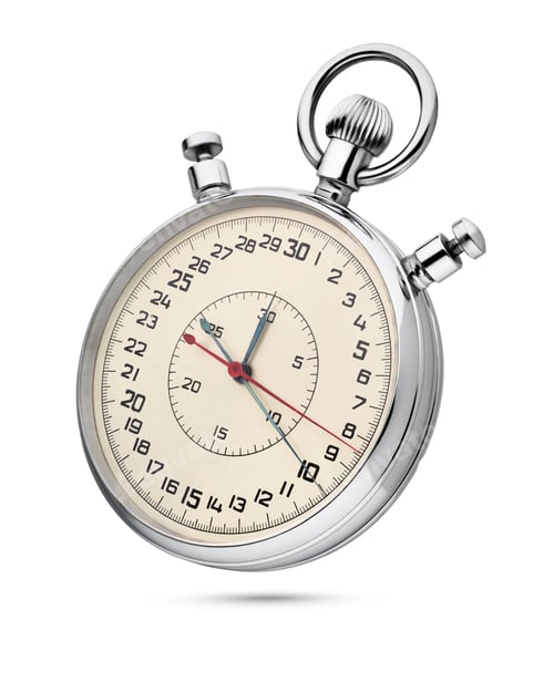 Preview: Mechanical analog stopwatch isolated on white background.
