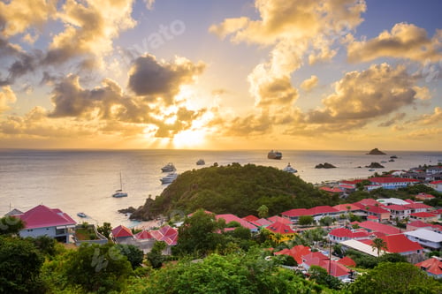 Preview: Gustavia, St Barts coast in the West Indies of the Caribbean Sea