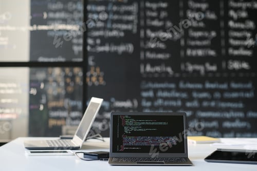 Preview: Laptop with computer codes in the classroom