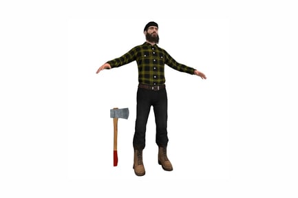 Preview: Man with beard, plaid shirt, and axe