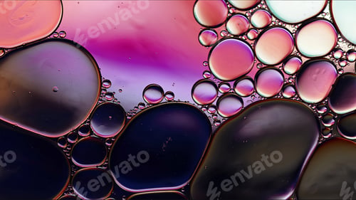 Preview: Abstract Colorful Food Oil Drops Bubbles and spheres Flowing on Water Surface