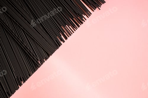 Preview: Pasta Black Spaghetti (Raw Product) Concept. Food Background. Copy Space