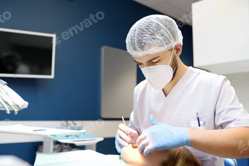 Preview: Dentist and patient at modern medical center.
