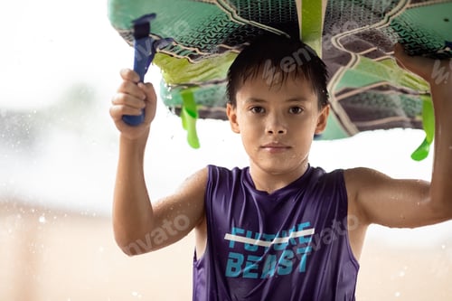 Preview: Portrait of child at rainy day