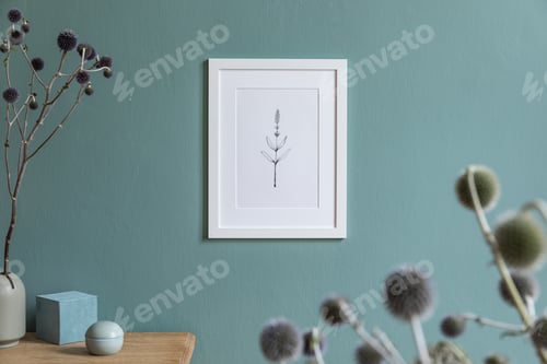Preview: Stylish and creative composition of modern living room interior design.