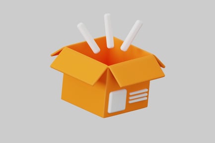 Preview: Cartoon delivery box with contents