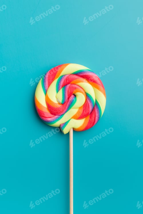 Preview: Colorful rainbow swirl lollipop.