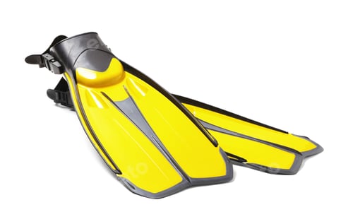 Preview: Pair of yellow flippers on white background
