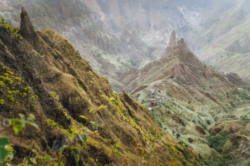 Preview: Mountain peaks in Xo-Xo valley of Santa Antao island at Cape Verde. Arid and erosion mountain peaks