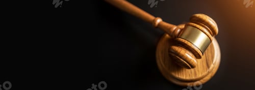 Preview: Judge or auction gavel and a sound block on a dark background - concept of law