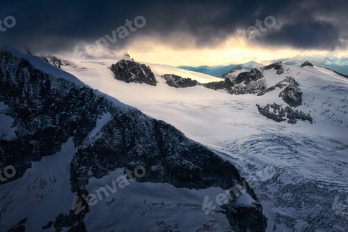 Preview: Aerial View of the Glacier in the Rocky Canadian Mountains