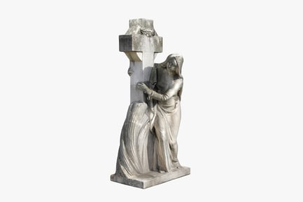 Preview: Mourning Woman Leaning on Cross Grave Statue