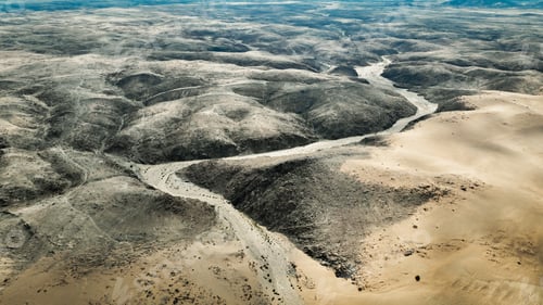Preview: Aerial view of unique topography in Iona National Park, Angola