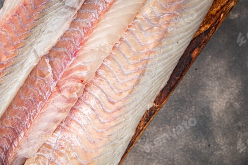 Preview: fillet raw white fish cod or halibut fresh meal food snack on the table copy space food background