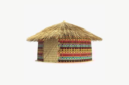 Preview: African Tribal Hut with Thatched Straw Roof