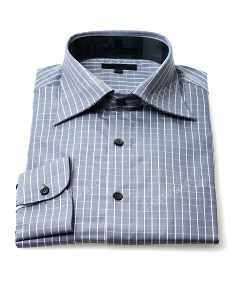 Preview: Folded Gray and White Checked Long Sleeve Shirt