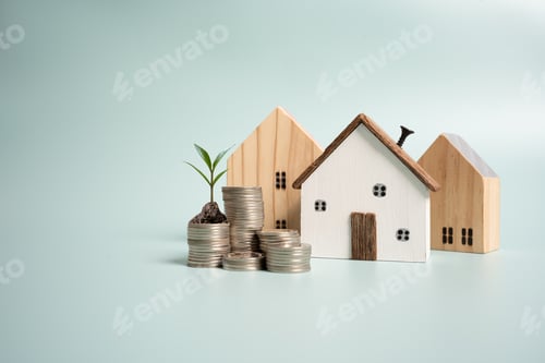 Preview: Increasing saving money to buy or rent house. Concept of saving for housing.
