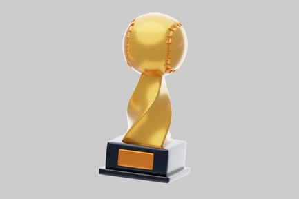Visualização: Troféu de ouro com beisebol no topo