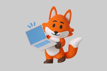 Preview: Cartoon fox with laptop