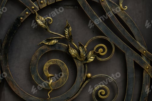 Preview: The fragment of forged metal products. close-up.