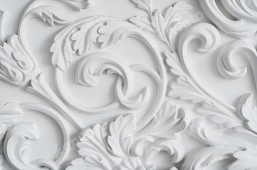 Preview: Luxury white wall design bas-relief with stucco mouldings roccoco element