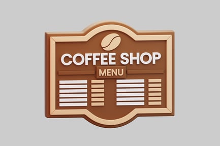 Preview: 3D Coffee Shop Menu Board Sign
