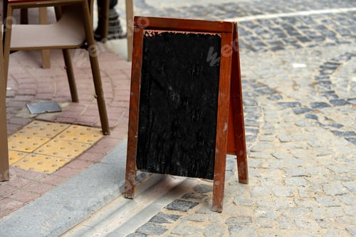 Preview: Wooden signboard for cafe on a street