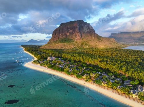 Preview: Peninsula shoreline at sunrise - Le Morne, Mauritius