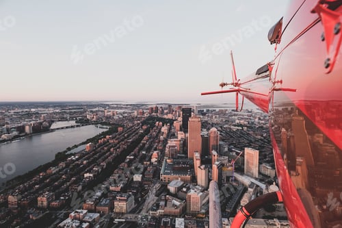Preview: Beautiful urban city shot from a helicopter