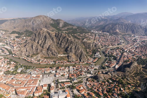 Preview: Old Ottoman houses view by the Yesilirmak River in Amasya City