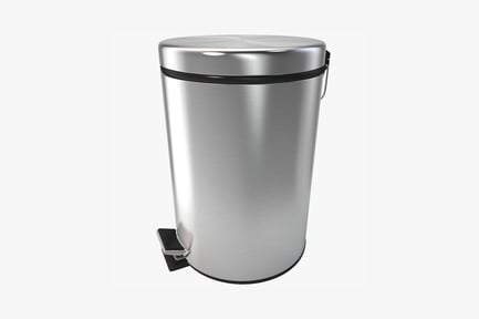 Preview: Stainless steel cylindrical trash can with open lid