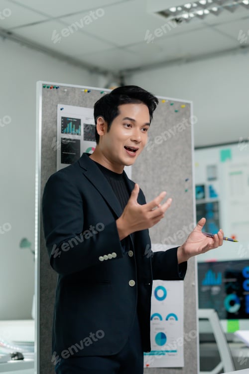 Preview: Professional sharing marketing strategy during collaborative team discussion