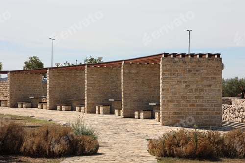 Preview: Construction of brick walls with places to rest on a highway parking lot in Croatia