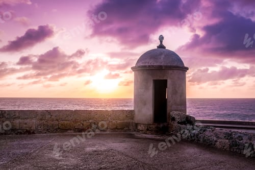 Preview: Purple Sunset over Defensive Wall - Cartagena de Indias, Colombia