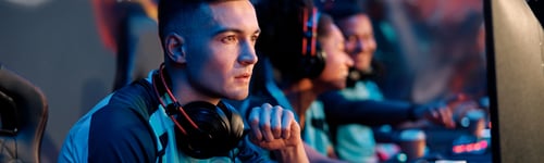 Preview: Cyber sportsman participating in important match at gaming club