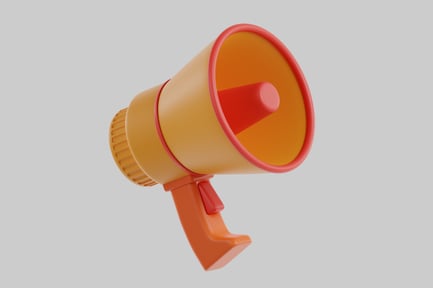 Preview: Megaphone with red rim and orange interior.