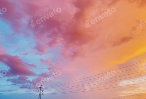 Preview: Pastel sky with electric wires